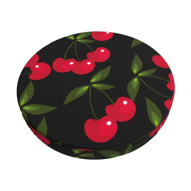 Disketp Cherry Funda Redonda para Taburete, Funda de Cojín para Silla de Bar Suave y Elástica-14 inch