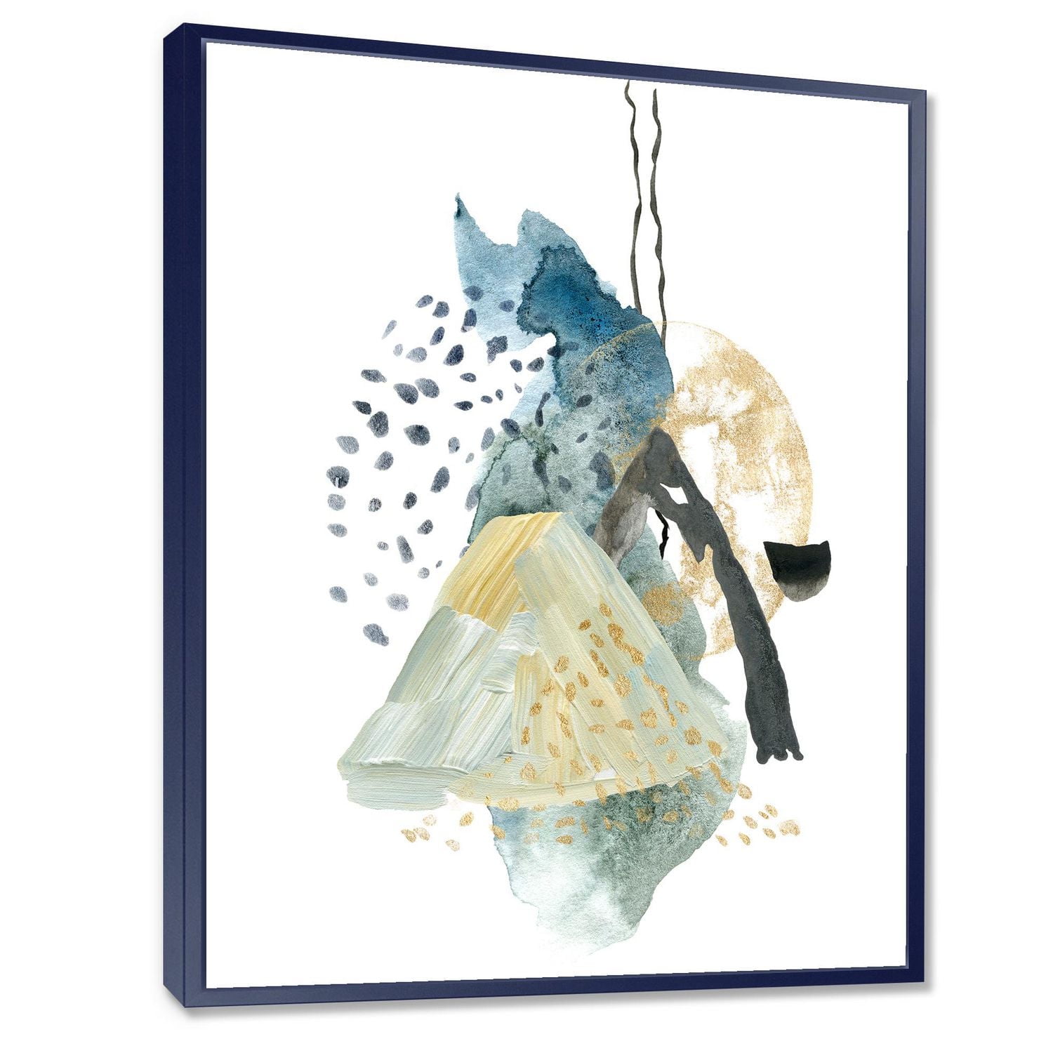 Designart Gouache Of Abstract Landscape With Mountain Moon FLOAT FRAME WALL ART