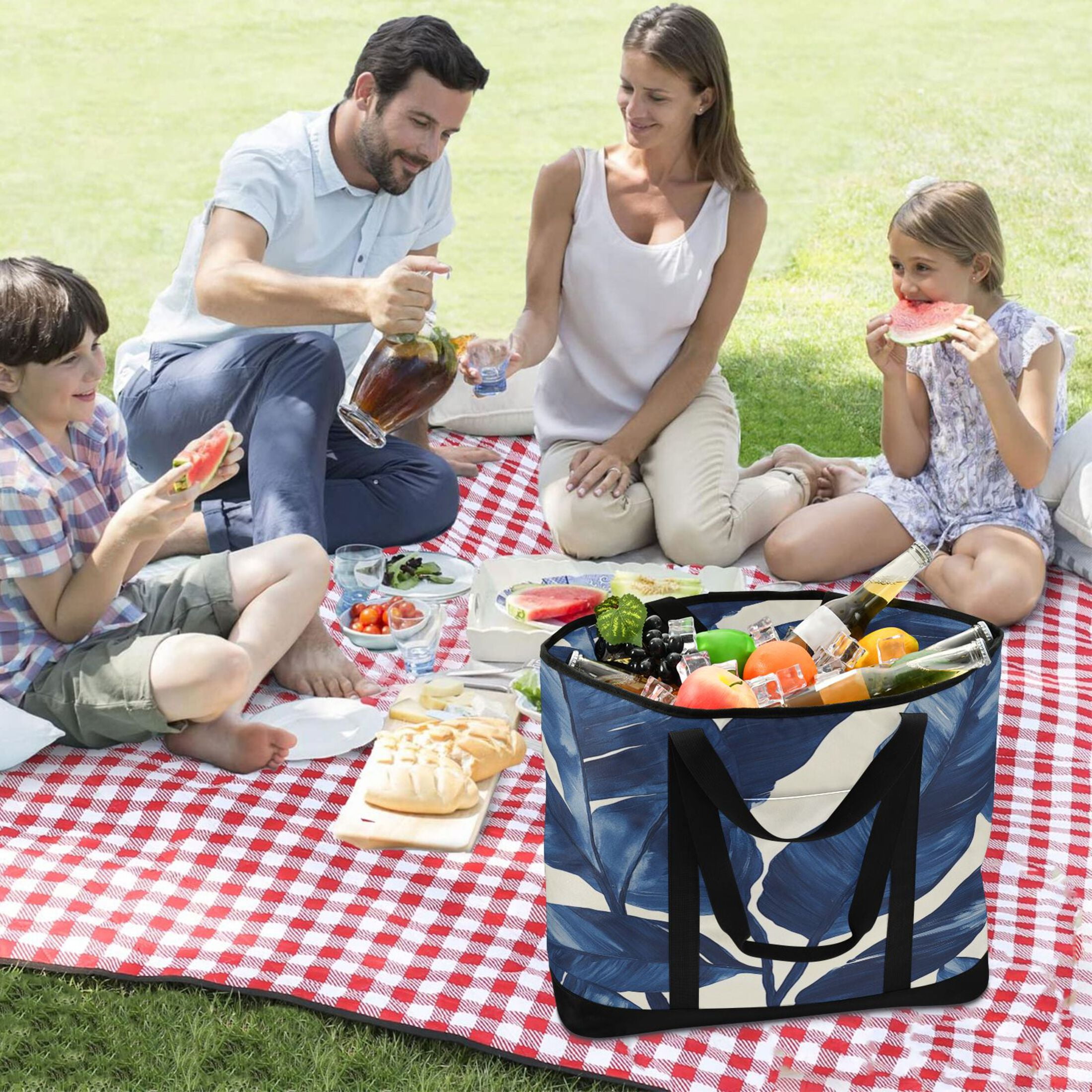 Large Hand-held Ice Pack Picnic Bag Insulation and Refrigeration Suitable for Shopping Picnics and Camping Super Cute Leaves