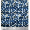 thumbnail image 1 of Soimoi Polyester Crepe Fabric Leaves & Floral Block Printed Craft Fabric by The Yard 42 Inch Wide, 1 of 3