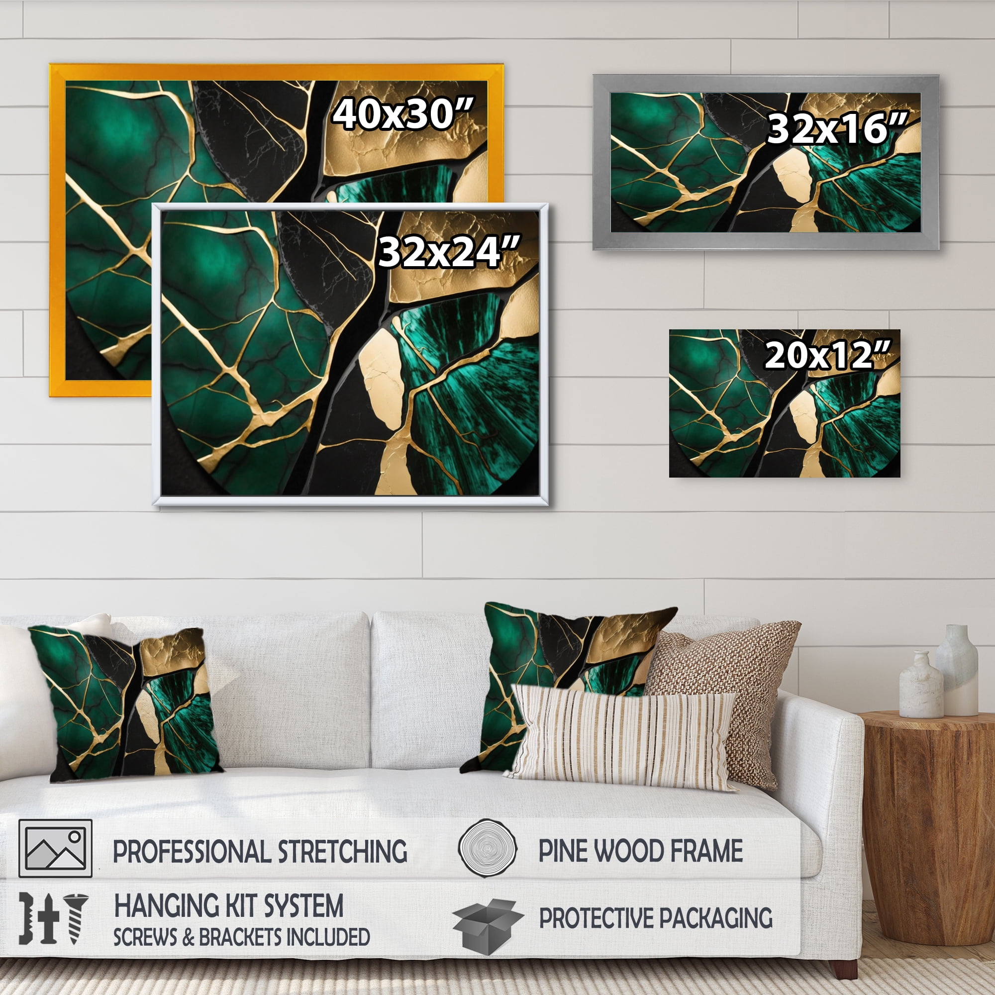 Designart Abstract Geode Gold I Canvas Wall Art