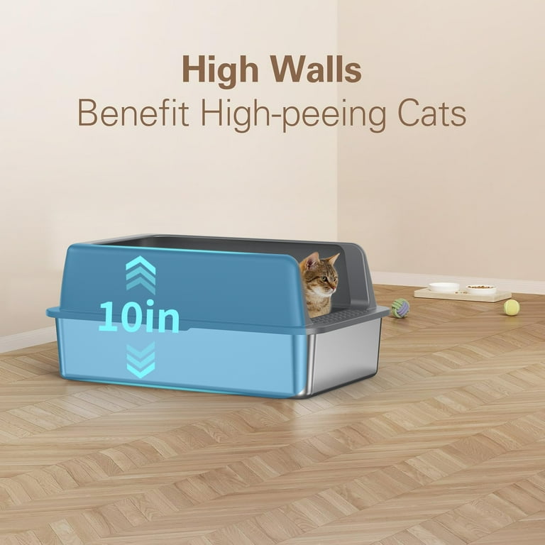 The Litter Best Litter Box For High Peeing Cat Stainless Steel Litter Box, High  Sided Cat