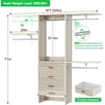 thumbnail image 3 of iSunirm 5FT Small Closet System with 3 Fabric Drawers, Walk In Clothes Organizer System With 3 Adjustable Shelves, Heavy Duty Closet Rack, Garment Rack for Bedroom, White Oak, 3 of 8