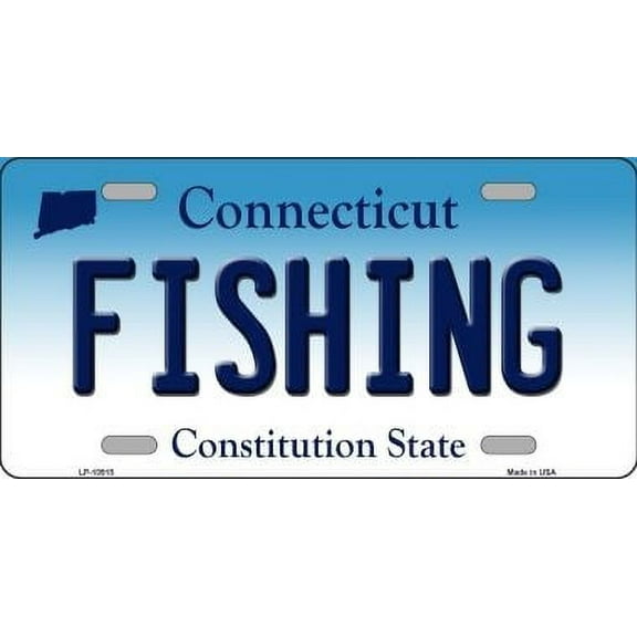 Smart Blonde LP-10915 6 x 12 in. Fishing Connecticut Novelty Metal Vanity License Plate Tag