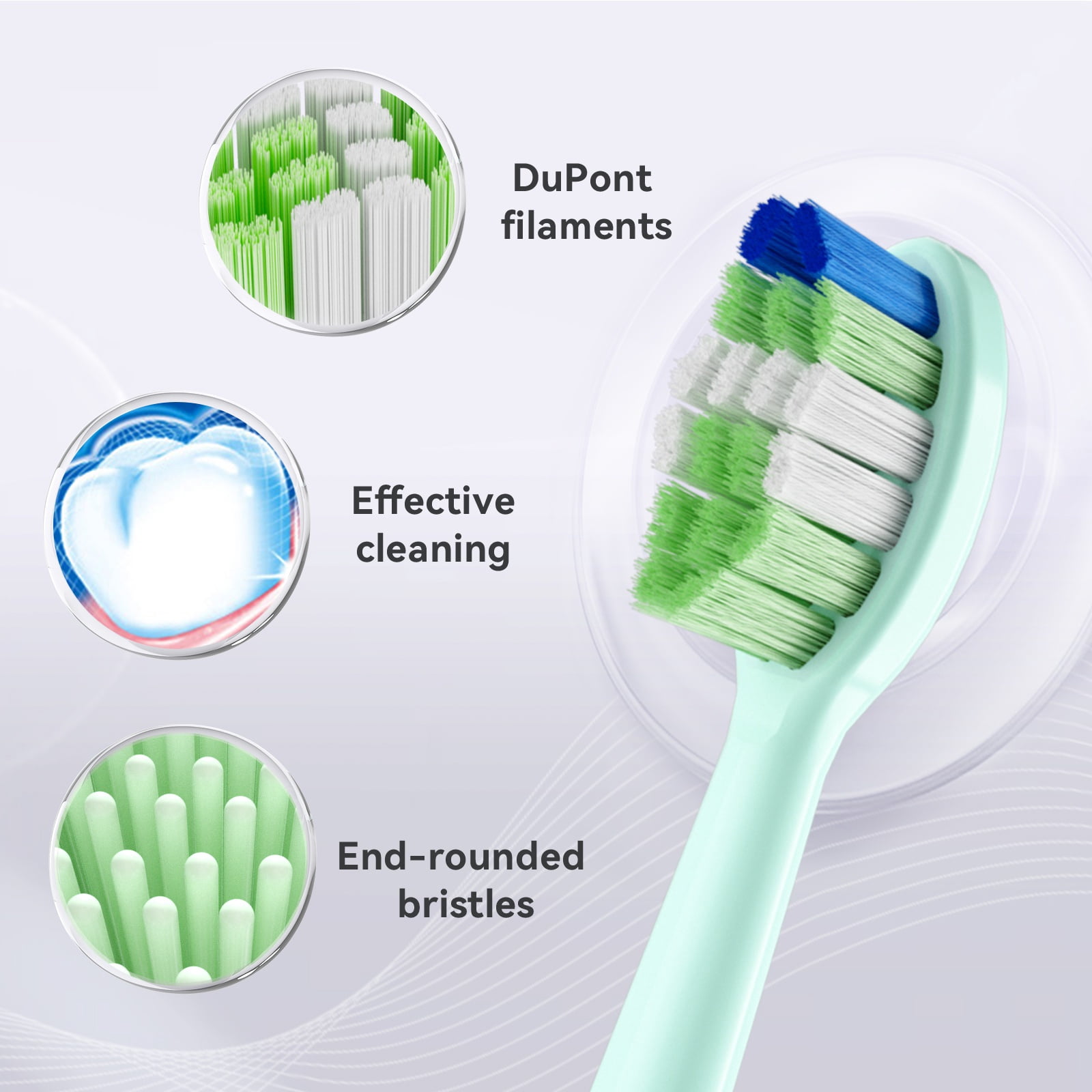 JTF Sonic Smart Toothbrush Genuine Standard Brush Heads, 9 Pack, Green, P200