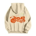 thumbnail image 2 of Mens Hoodies Casual Halloween Pumpkin Print Long Sleeve Hooded Sweatshirt Pullover Soft Loose Fall Winter Daily Wear Sweatshirts for Men Beige L, 2 of 4