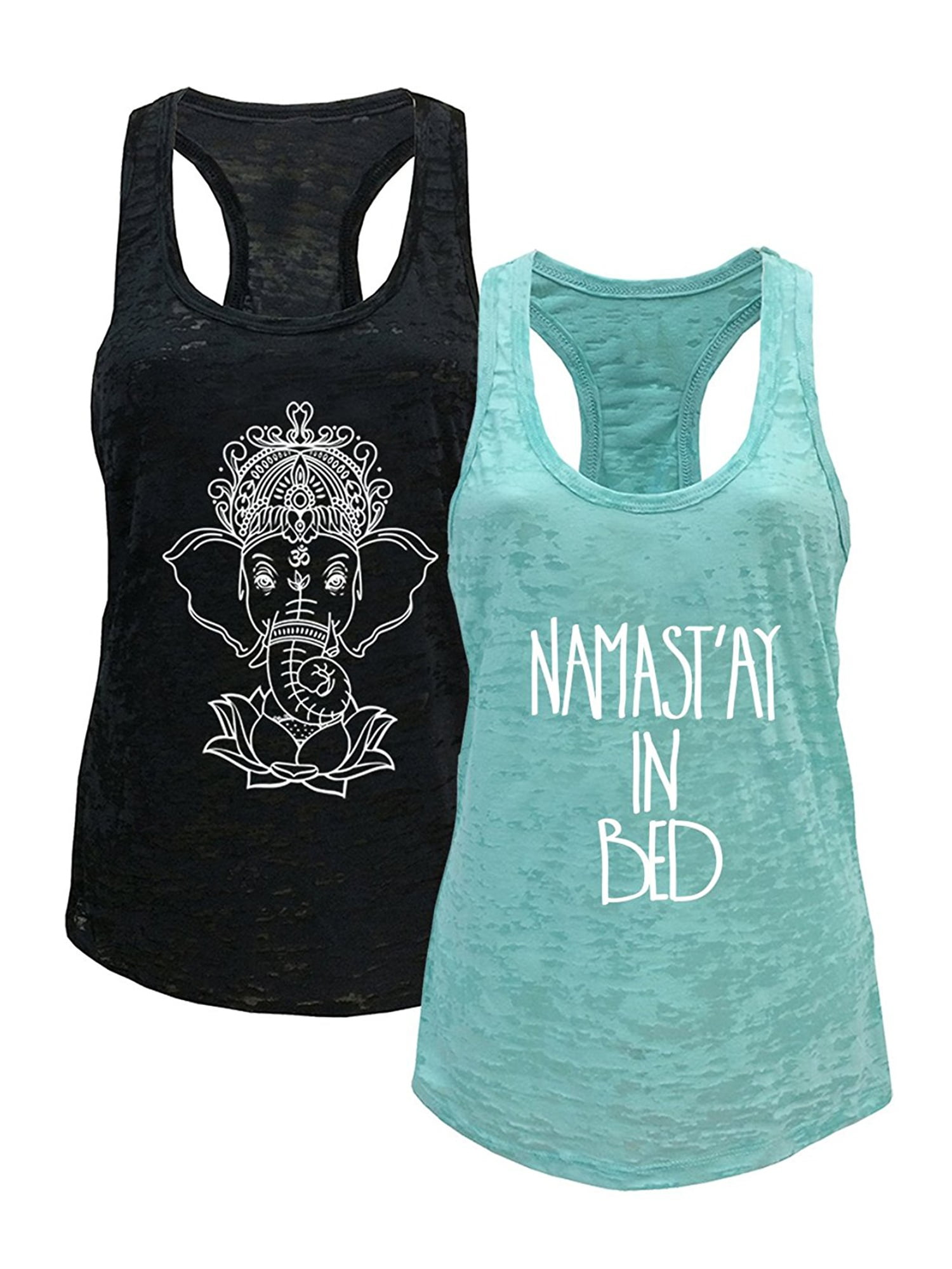 Tough Cookie's Women's Printed Burnout Racerback Tank Tops 2 Pack Deal