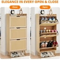 thumbnail image 4 of Shoe Cabinet Hidden Shoe Storage with 3 Flip Rattan Flip Drawer and Anti Tip Design, Shoe Cabinet for Entryway, Foyer, Hallway, 18 20 Pairs Storage Organizer, MDF Frame, 4 of 6