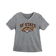 thumbnail image 5 of Women's Gameday Couture Gray San Francisco State Gators Iconic Edge Rhinestone V-Neck T-Shirt, 5 of 7