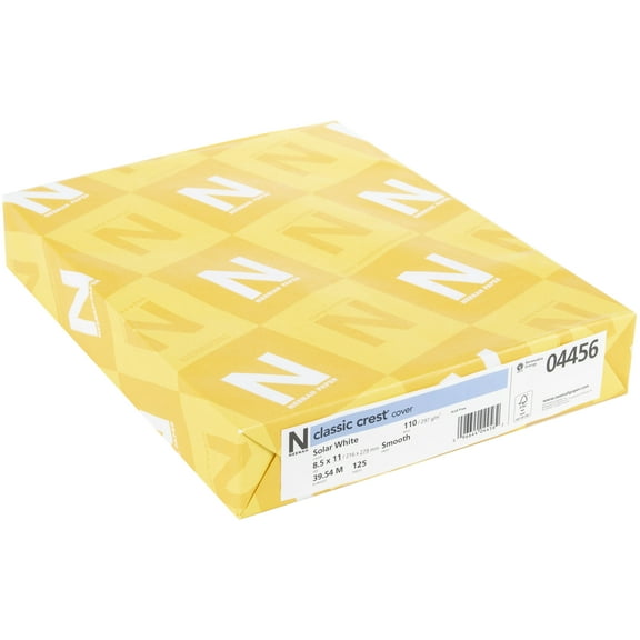 Neenah 110lb Classic Crest Cardstock 8.5"X11" 125/Pkg-Solar White, MSRP $.22 Per Sheet