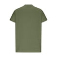 thumbnail image 6 of Cotton Linen Shirts for Women Summer Lace Trim V-Neck Tunic Tops Loose Fit Short Sleeve Tops Casual,Army Green,M, 6 of 8