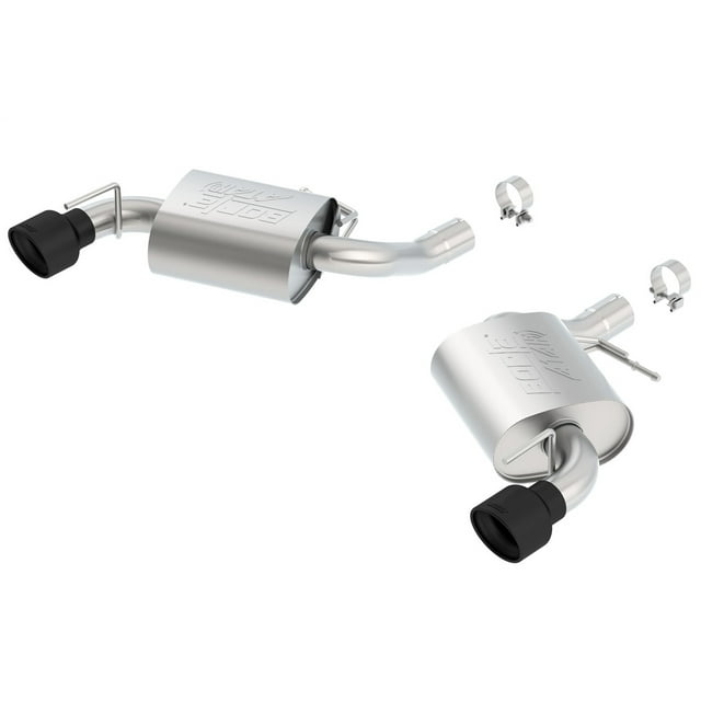 Borla Exhaust System Kit 11923CB Exhaust System Kit Axle Back System; T-304 Stainless Steel; With Mufflers; 2.75 Inch Pipe Diameter/Dual Exhaust With Dual Split Exit; Rear Exit