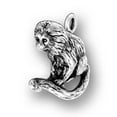 thumbnail image 1 of Sterling Silver 24" Unisex 1.5mm Box Chain 3D Monkey Pendant Necklace With Curved Tail, 1 of 2