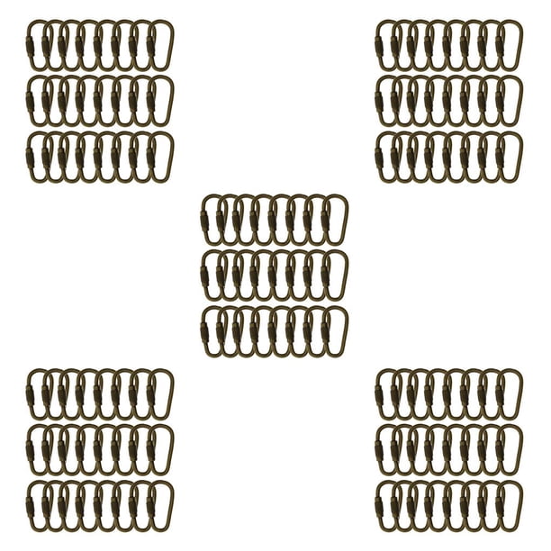 Inteprter Paquete de 24 ganchos para llavero con mosquetón con anilla en D, broches para llavero, bronce Type2 NO2
