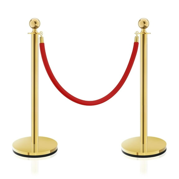 Gold Stanchions, Red Carpet Ropes and Poles, Stainless Steel Barriers for Party, Museums, Wedding, Easy Connect Assembly