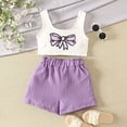 thumbnail image 5 of CUZIBR Child Summer Girls Outfit Sets 2 Piece O-Neck Cute Sleeveless Tops And Shorts Casual Playwear Breathable Toddler Kids Clothing Sets,Purple,9-10 Years, 5 of 5