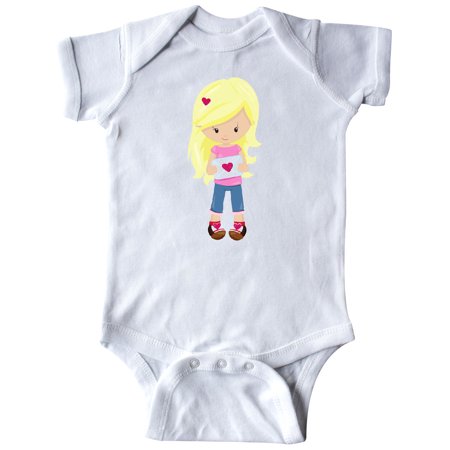 

Inktastic Valentine s Day Girl Blonde Hair Girl In Love Gift Baby Girl Bodysuit