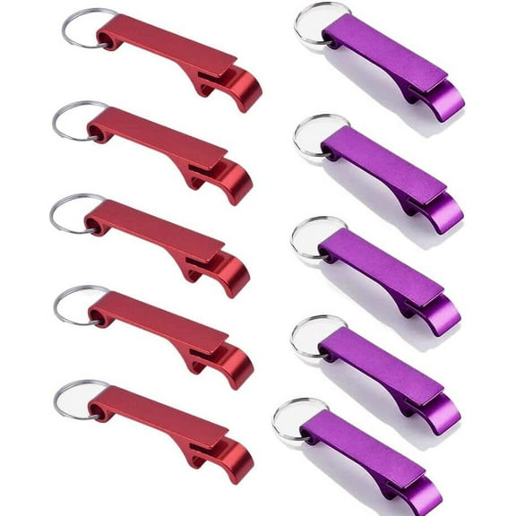 Metal Keychain Bottle Opener, Aluminum Bartender Beverage Beer Bottle Opener Key Ring Chain Pocket (10 Pack)