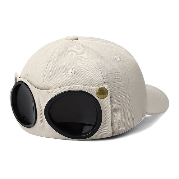 Goggle Accent Baseball Cap With Curved Brim, Casual Headwear for Outdoor Activities, Travel, and Daily Commuting