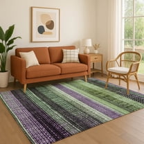 Addison Rugs Mayfield Premium Machine Washable Transitional Stripes Purple Rectangle Rug, 9' x 12'