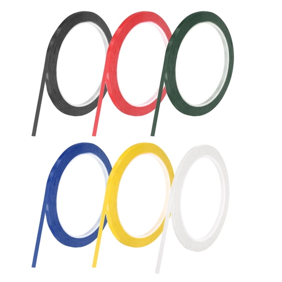 Uxcell 6 Rolls Whiteboard Tape Graphic Chart Tape 5mm 54.7 Yard Art Tape Thin Pinstripe Tape Masking Tape, Red, Green, Blue, Yellow, Black, White