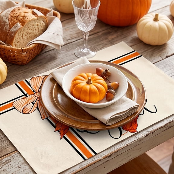 Fmbmuo Thanksgiving Maple Leaf Placemats , Washable Heat Resistant Table Mats , For Kitchen Holiday Party Dining Table Decor