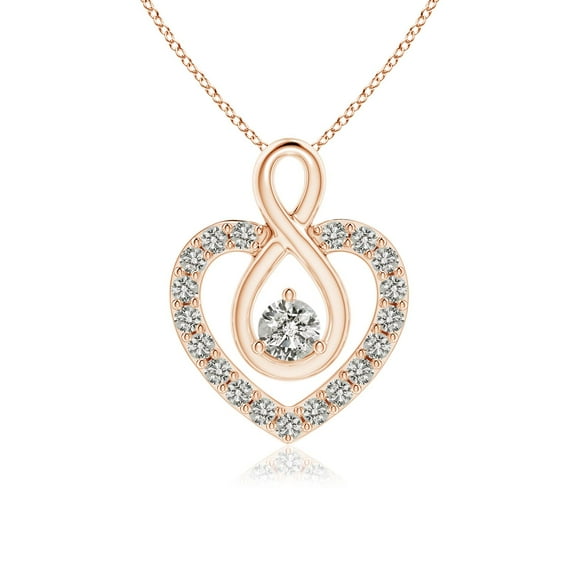 Angara Natural Diamond Heart Pendant Necklace in 14K Rose Gold for Women (Size-2.8mm) – April Birthstone Jewelry | Diamond Heart Necklace