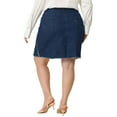 thumbnail image 3 of Agnes Orinda Women's Plus Size Ripped Embroidered A Line Denim Jean Skirts, 3 of 6
