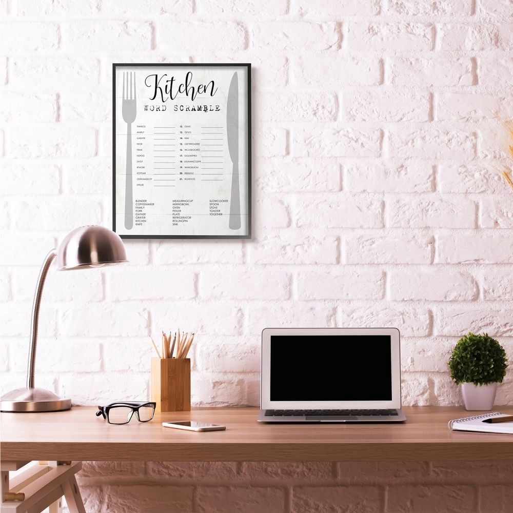 Kitchen Word Scramble Fun Family Word Design XXL Framed Giclee Texturized Art by Daphne Polselli