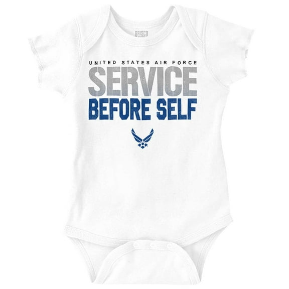 US Air Force USAF Service Before Self Romper Boys or Girls Infant Baby Brisco Brands 18M