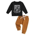 thumbnail image 1 of Caqnni Boys Spring Comfort Set Sweatshirt and Matching Joggers Pants Lightweight for Spring Weather(A01-Black,2-3 Years), 1 of 7