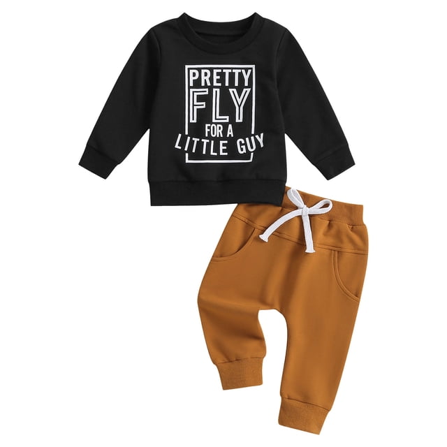 Caqnni Boys Spring Comfort Set Sweatshirt and Matching Joggers Pants Lightweight for Spring Weather(A01-Black,2-3 Years)