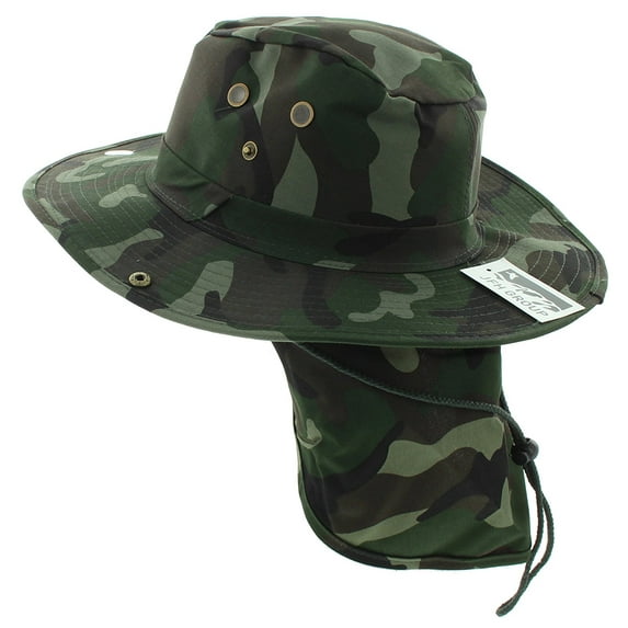 JFH Wide Brim Bora Booney Outdoor Safari Summer Hat w/Neck Flap & Sun Protection