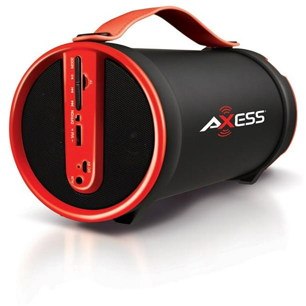 Axess SPBT1033RD Portable Bluetooth 2.1 HiFi Cylinder Speaker with SD