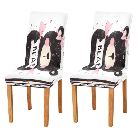 BZSMCE Chairs Slipcovers Dining Chair Covers Cartoon Black Bear Creative Pattern