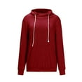 thumbnail image 4 of Womens Tops Solid Color V Neck Loose Drawstring Hooded Sweat Casual Trendy Soft Plus Size Breathable Going Out Shirts (Small, Wine), 4 of 7