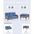 thumbnail image 7 of Unnifurnzi Outdoor Wicker Couch-All Weather Rattan 3 Seater Patio Couch with Outdoor Ottoman 6'' Thick Cushions Outdoor Sofa for Deck Lawn Porch Balcony Poolside-Gray/Blue, 7 of 7