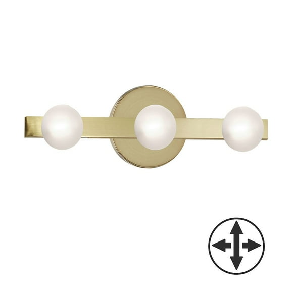 Dainolite 3 Light Aged Brass Vanity w/ Frosted Glass