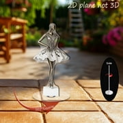 1pc 2d flat Rotating acrylic display featuring an elegant bronze ballerina with raised floral filigree perfect for home office ambiance gift giving and ballet enthusiasts
