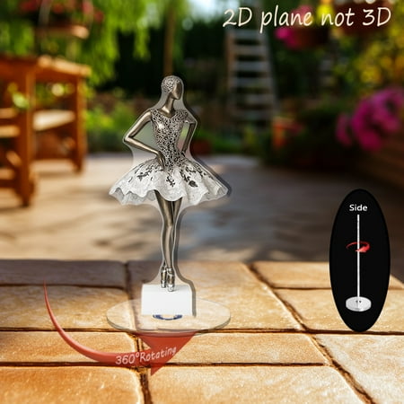 1pc 2d flat Rotating acrylic display featuring an elegant bronze ballerina with raised floral filigree perfect for home office ambiance gift giving and ballet enthusiasts