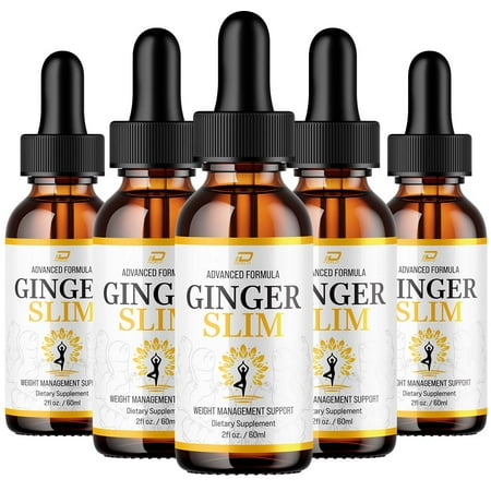 Ginger Slim Drops – GingerSlim Extra Strength All Natural Weight Support, 5 Pack, 5 Month Supply