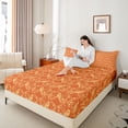 thumbnail image 4 of Feelyou Orange Bohemian Damask Bed Sheets, Tribal Gothic Crow King Sheets, 4pcs, 4 of 7