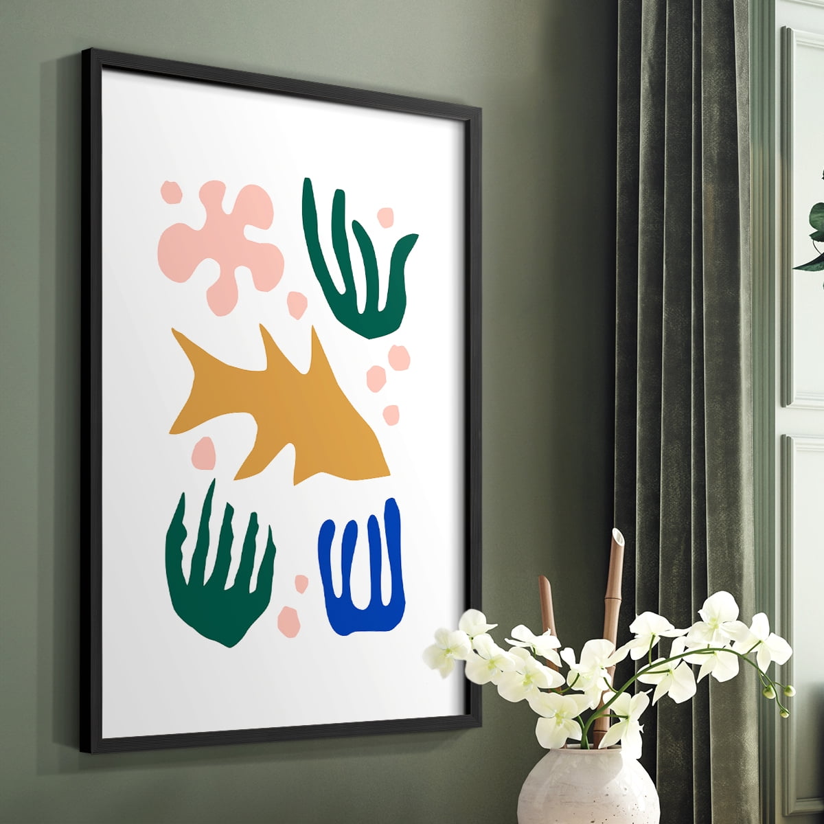 Matisse CDLXVI in Black Solid Wood Framed Print No Nail Hanging
