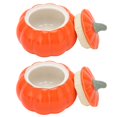 thumbnail image 2 of 2Pcs Ceramic Tea Storage Pot, Creative Ceramics Pumpkinshape Sealed Can Container for Home Kitchen, Can Store Tea/Honey/Coffee Orange, 2 of 9