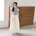 thumbnail image 4 of lnmuld Girls Lightweight Textured Balloon Pants Elastic High Waist Curved Split Seam Elastic Loose Casual Daily Pants Size:13-14 Years, 4 of 5