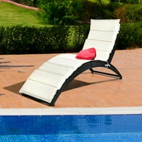 Gymax Foldable Rattan Wicker Chaise Lounge Chair w/ Cushion Patio Outdoor