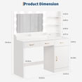 thumbnail image 2 of Vanity Desk with LED Mirror & Power Outlet, Makeup Table with 3 Drawers and Storage Shelves, 2 of 7