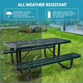thumbnail image 4 of Picnic Tables | Mesa de Picnic, 6 ft Outdoor Steel Picnic Table with Umbrella Hole, for Patio Campground, Forest Green | Rectangle | Carbon steel, 4 of 7