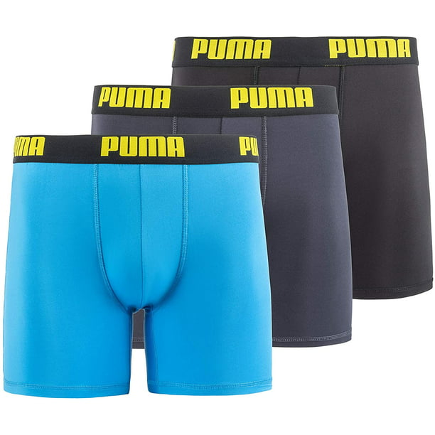 PUMA Men's 3 Pack Boxer Brief, Bright Blue, Medium, 85% Polyester ...