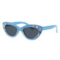 thumbnail image 2 of Kids Size Girls Large Rhinestone Bling Thick Plastic Mod Cat Eye Sunglasses Blue Black, 2 of 3
